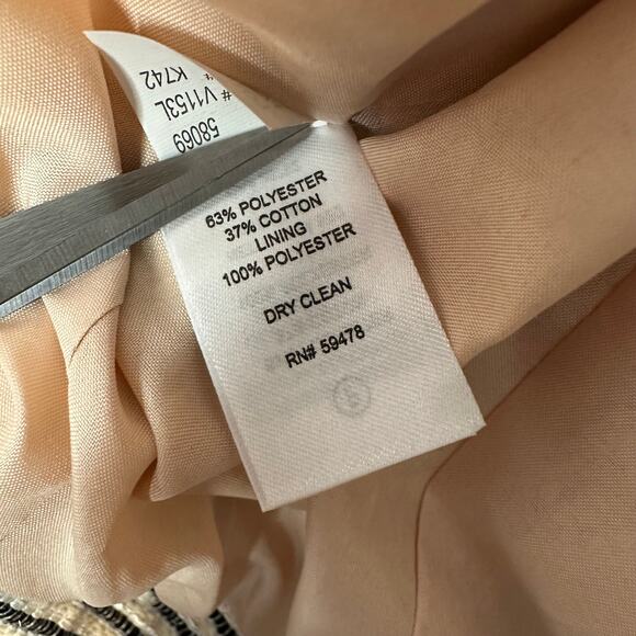 KENAR White Black Stripe Open Front Professional Blazer Jacket Women's Large - Picture 6 of 6